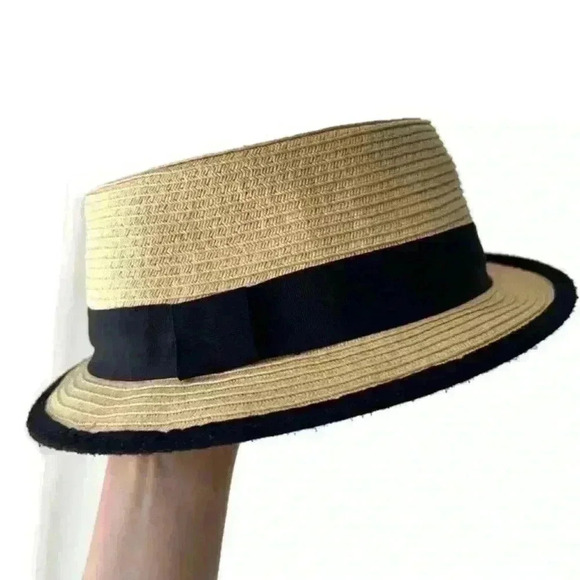 Urban Outfitters Tan Paper Straw Hat Cosplay Tea Party 20s Flapper Bridal Party - Picture 1 of 9